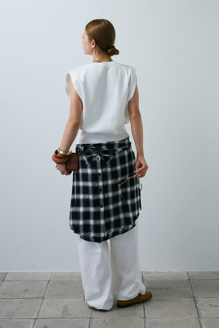 [予約/SET]ボクシーニットベスト+裾ドロストナイロンパンツ(2set)