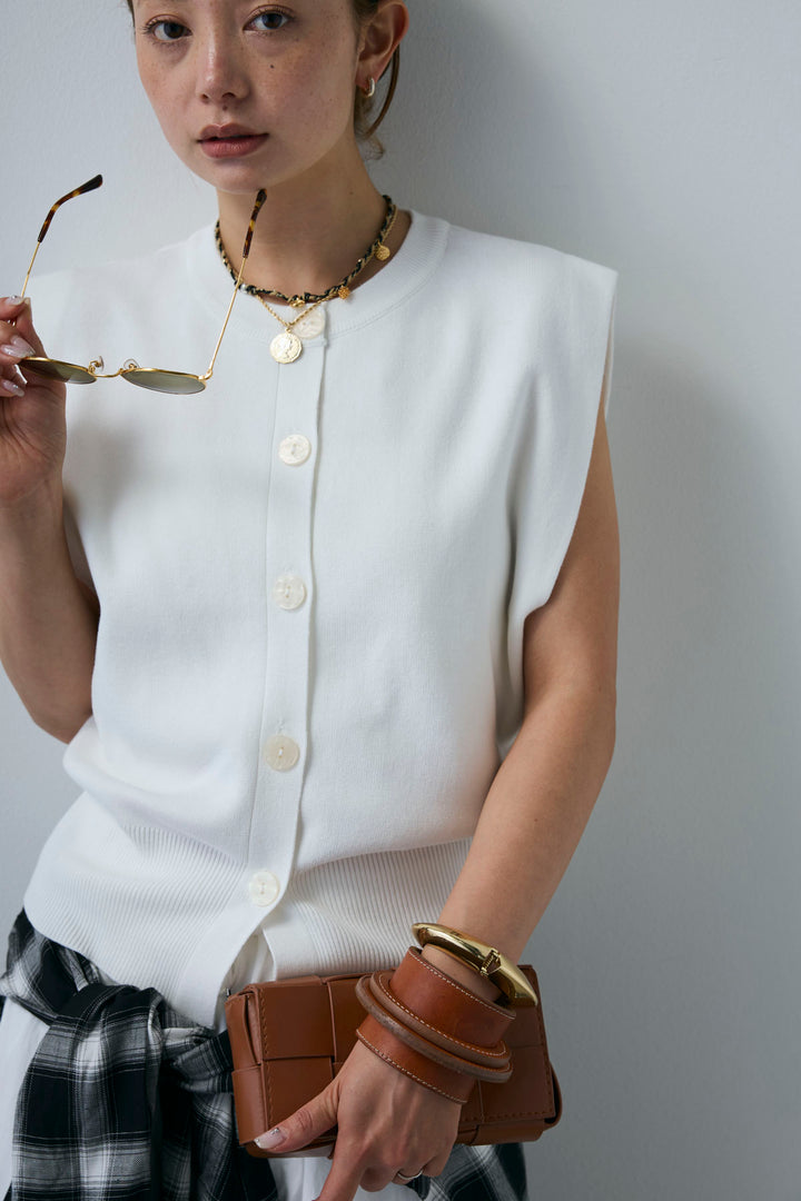 [予約/SET]ボクシーニットベスト+裾ドロストナイロンパンツ(2set)