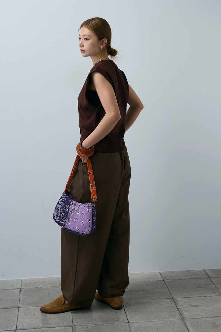 [予約/SET]ボクシーニットベスト+裾ドロストナイロンパンツ(2set)