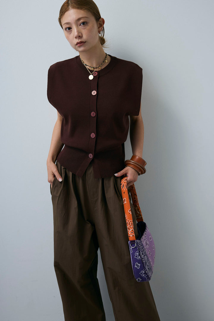 [予約/SET]ボクシーニットベスト+裾ドロストナイロンパンツ(2set)