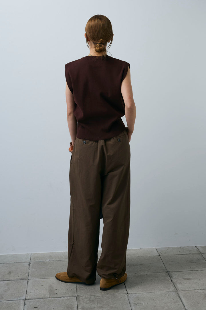 [予約/SET]ボクシーニットベスト+裾ドロストナイロンパンツ(2set)