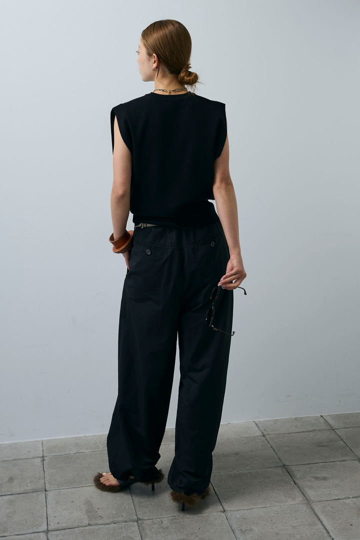 [予約/SET]ボクシーニットベスト+裾ドロストナイロンパンツ(2set)