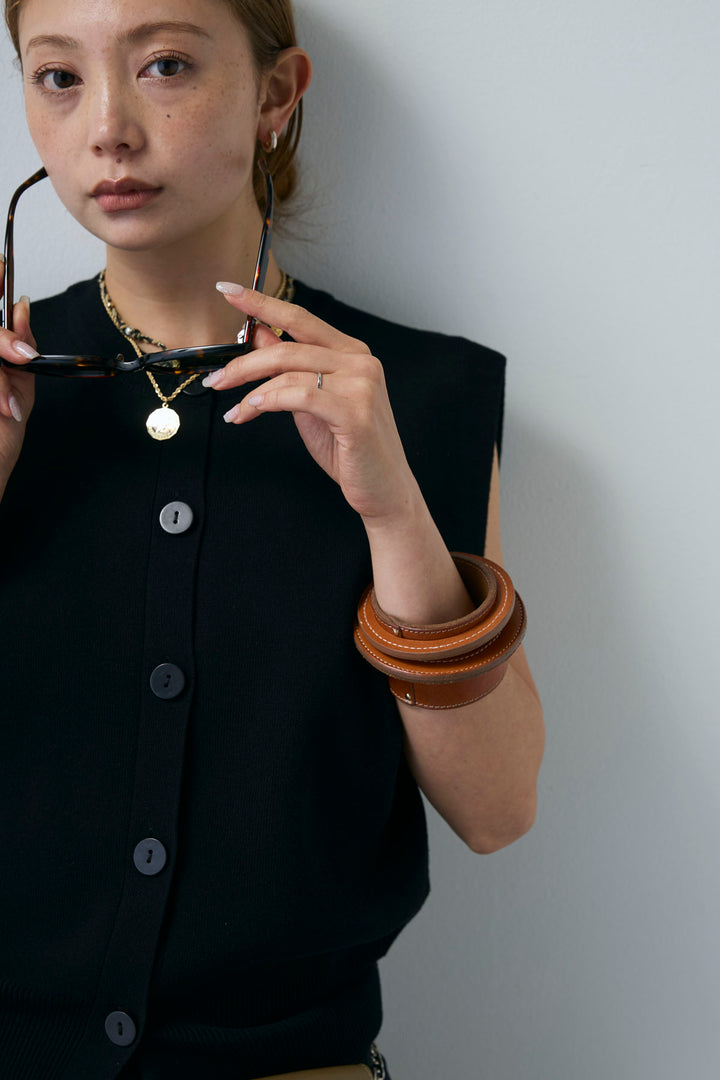 [予約/SET]ボクシーニットベスト+裾ドロストナイロンパンツ(2set)