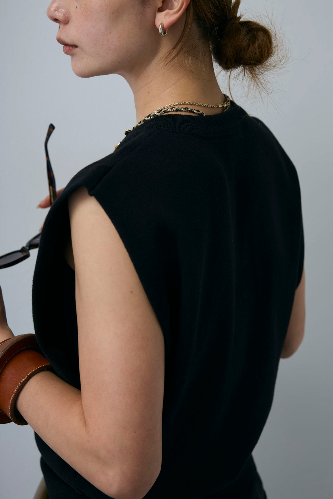 [予約/SET]ボクシーニットベスト+裾ドロストナイロンパンツ(2set)