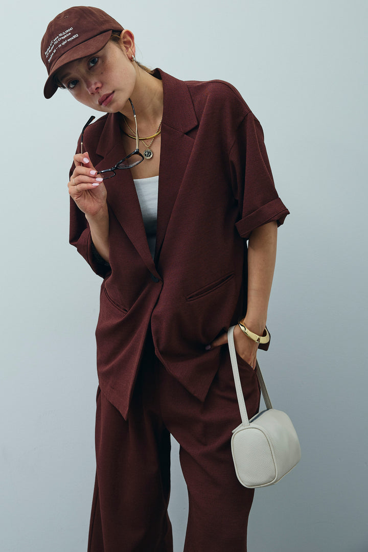 [予約/SET]リネンタッチハーフスリーブJK+リネンタッチリラックスPT(2set)