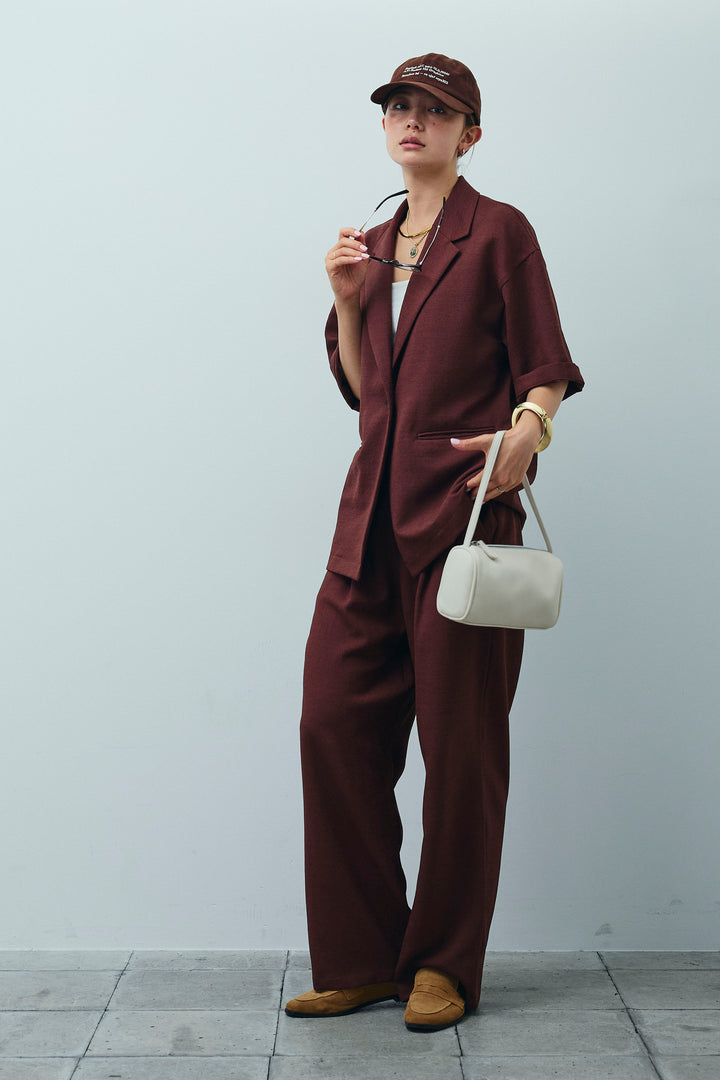 [予約/SET]リネンタッチハーフスリーブJK+リネンタッチリラックスPT(2set)