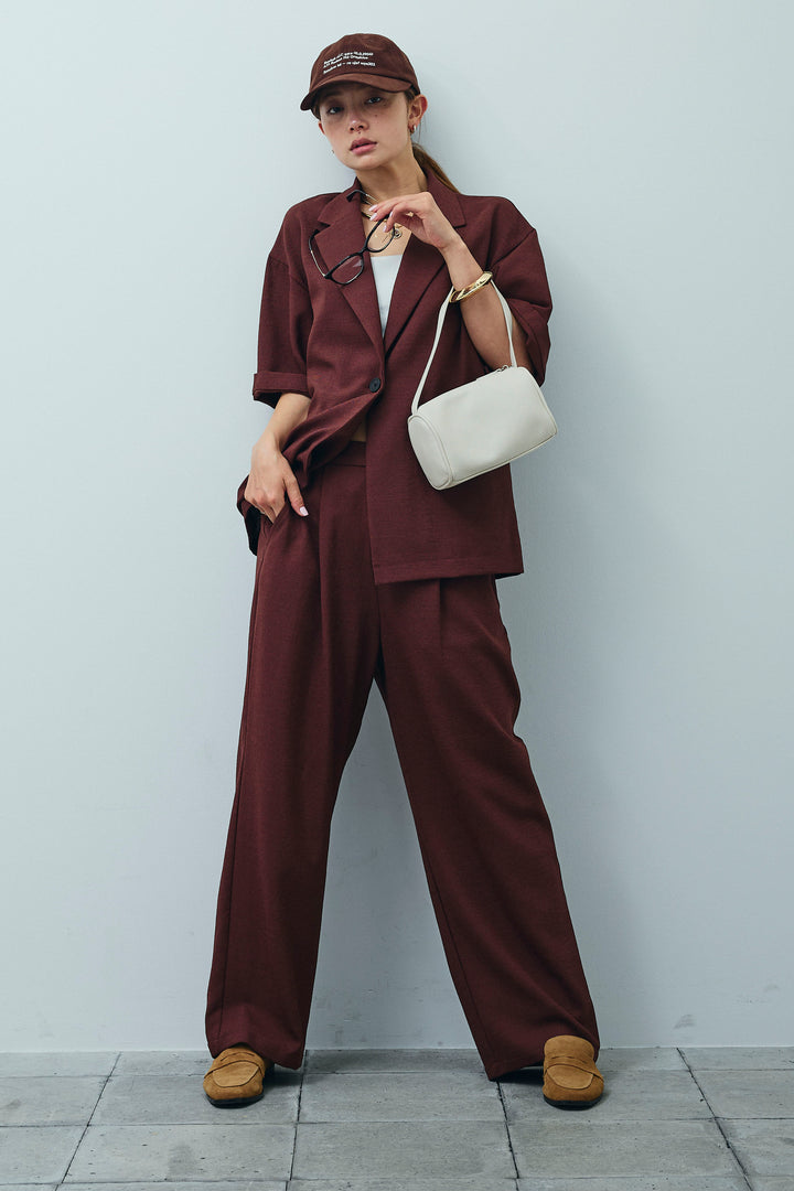 [予約/SET]リネンタッチハーフスリーブJK+リネンタッチリラックスPT(2set)