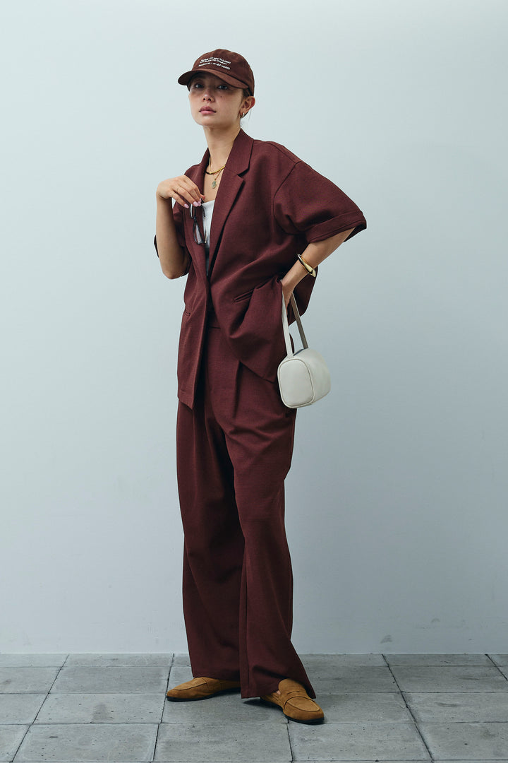 [予約/SET]リネンタッチハーフスリーブJK+リネンタッチリラックスPT(2set)