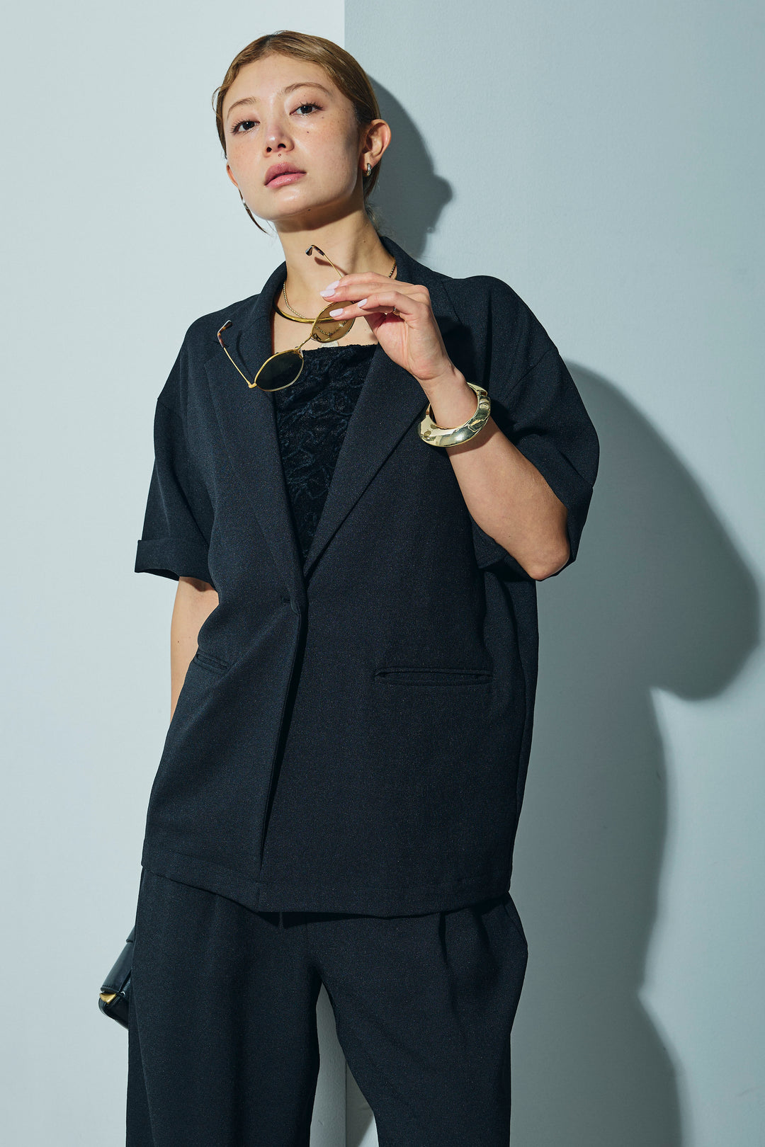 [予約/SET]リネンタッチハーフスリーブJK+リネンタッチリラックスPT(2set)