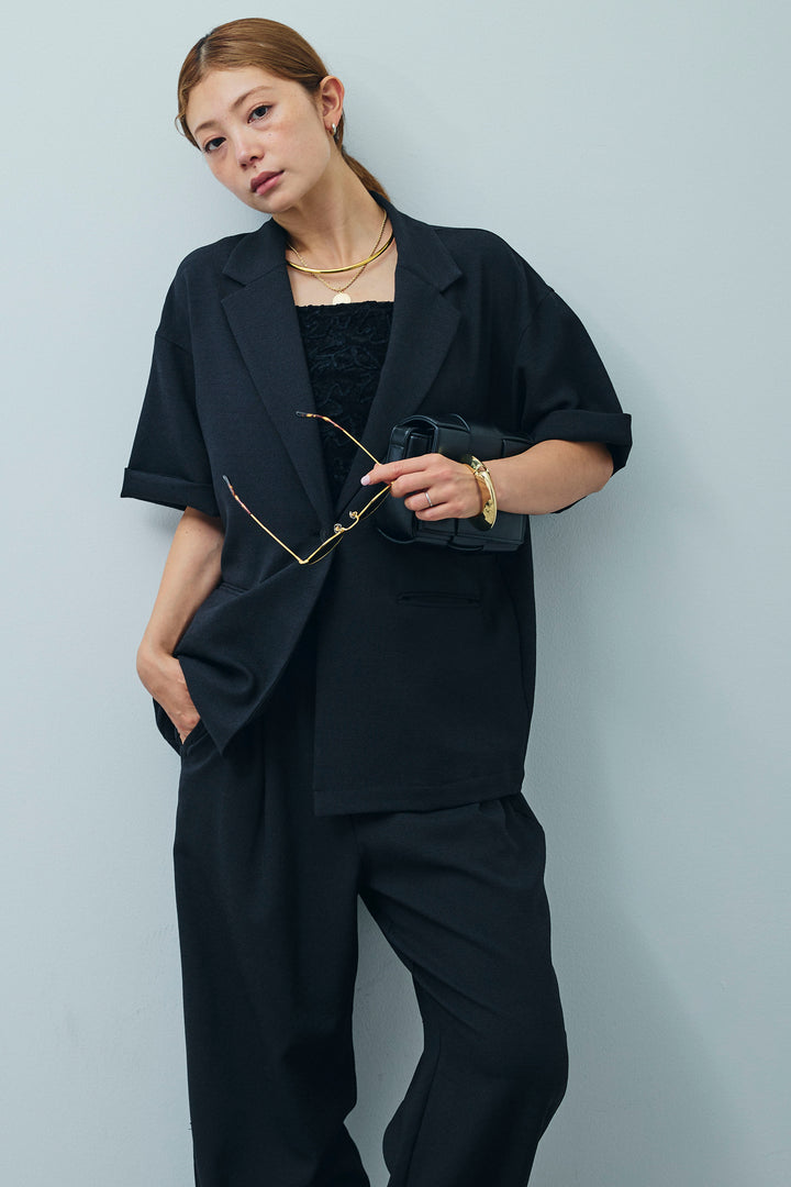 [予約/SET]リネンタッチハーフスリーブJK+リネンタッチリラックスPT(2set)