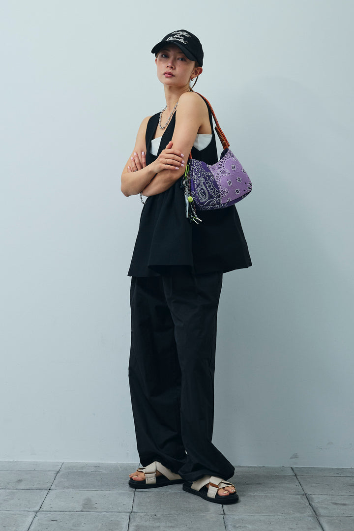 [予約/SET]2wayぺプラムニットトップス+裾ドロストナイロンパンツ(2set)