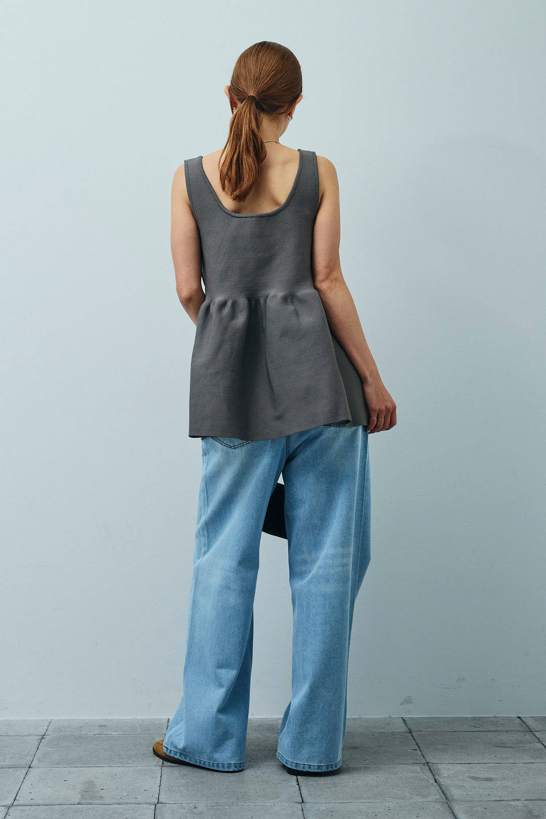 [予約/SET]2wayぺプラムニットトップス+デニムルーズポケットパンツ(2set)