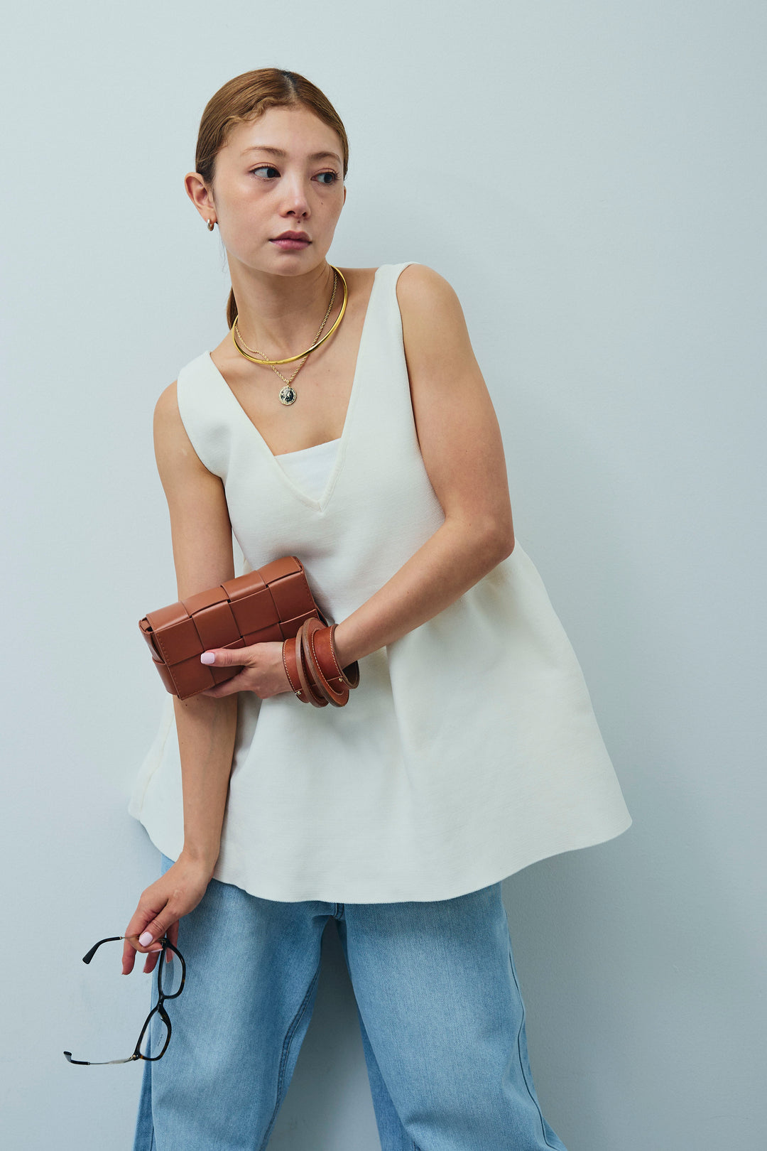 [予約]2wayぺプラムニットトップス