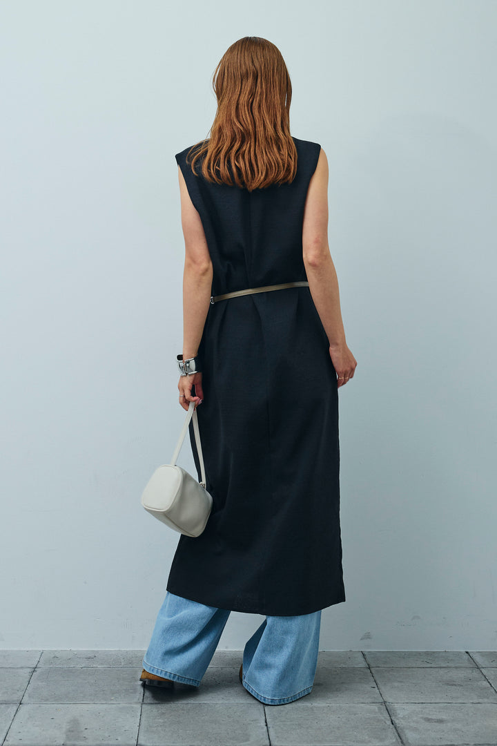 [予約/SET]リネンタッチVネックロングOP+デニムルーズポケットパンツ(2set)