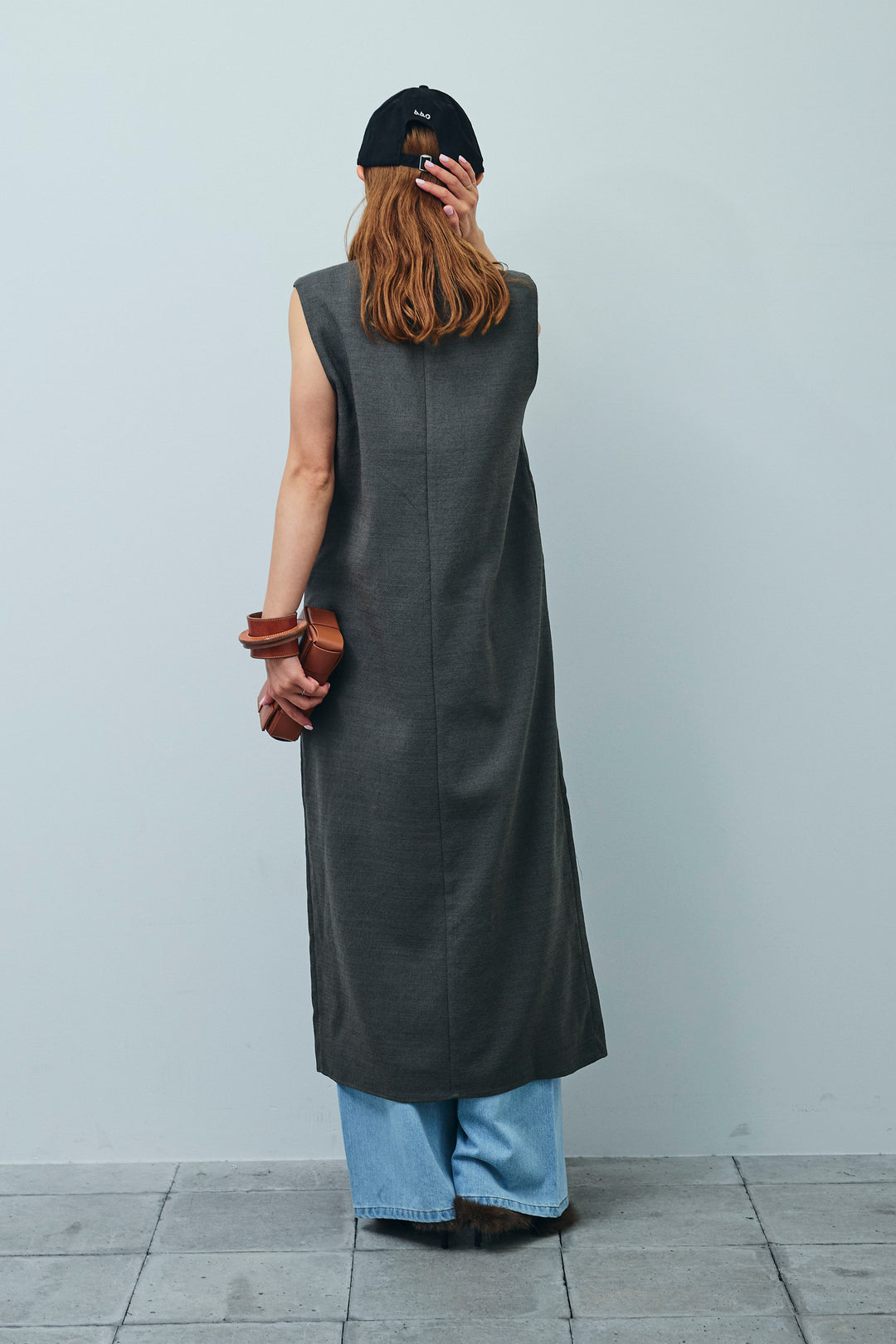 [予約/SET]リネンタッチVネックロングOP+デニムルーズポケットパンツ(2set)