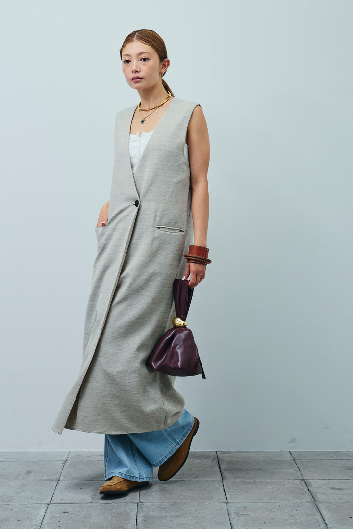 [予約/SET]リネンタッチVネックロングOP+デニムルーズポケットパンツ(2set)