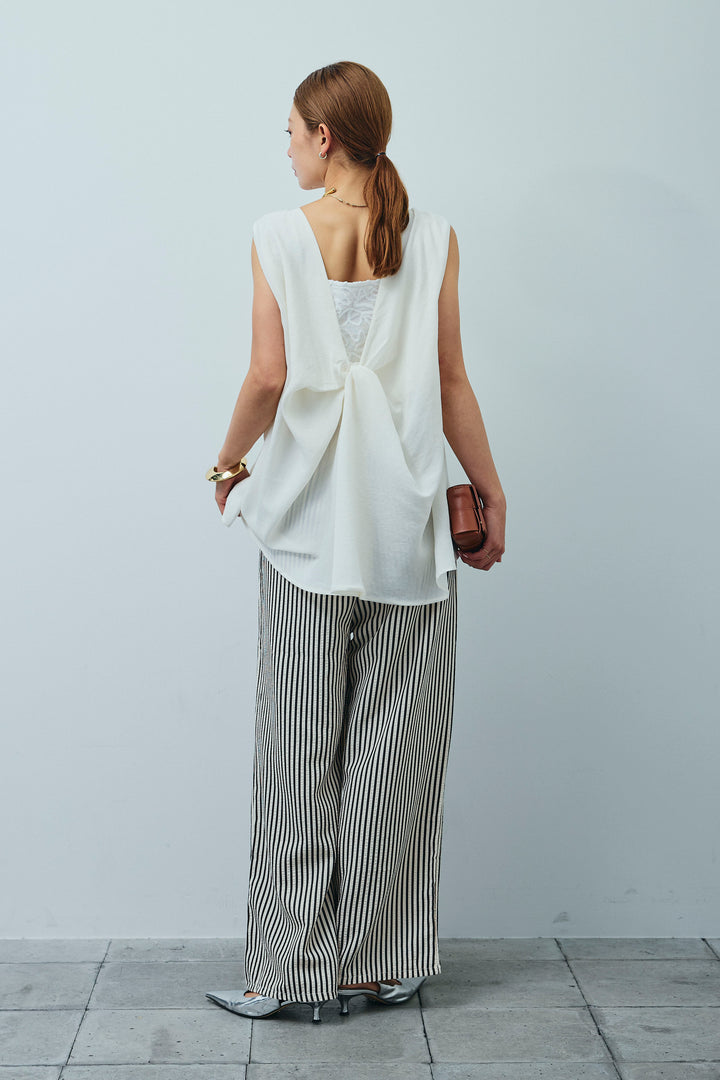 [予約/SET]シアーバックツイストノースリトップス+コード刺繍ベロアキャミ(2set)