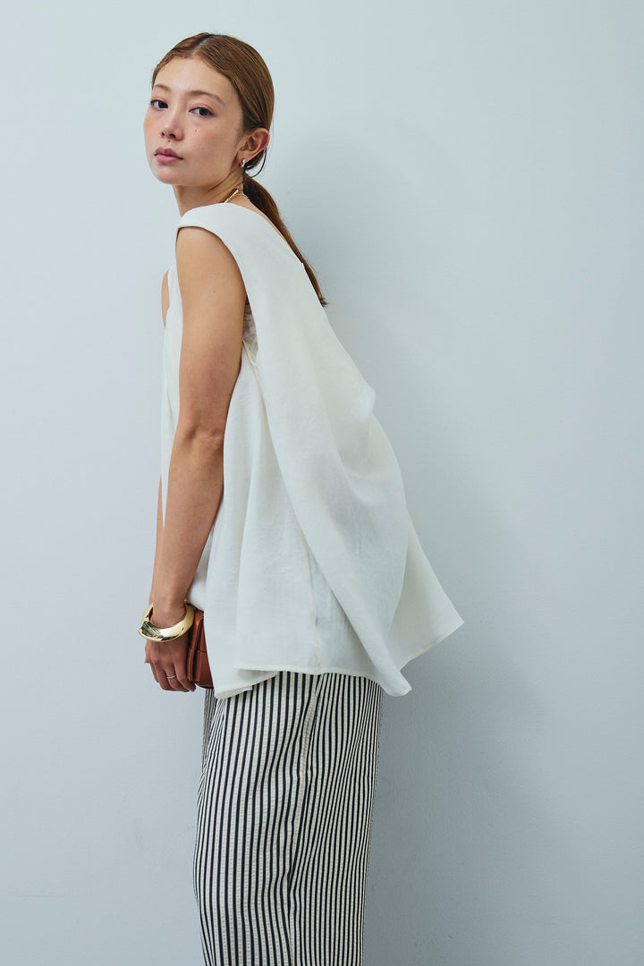 [予約/SET]シアーバックツイストノースリトップス+ストライプ柄イージーパンツ(2set)