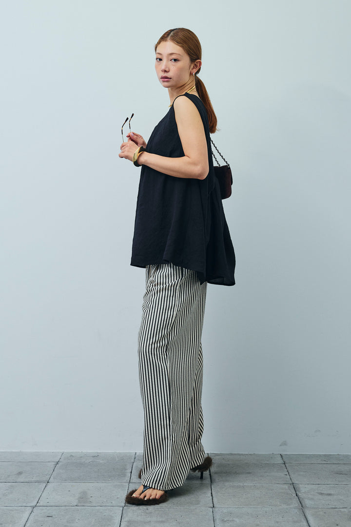 [予約/SET]シアーバックツイストノースリトップス+ストライプ柄イージーパンツ(2set)