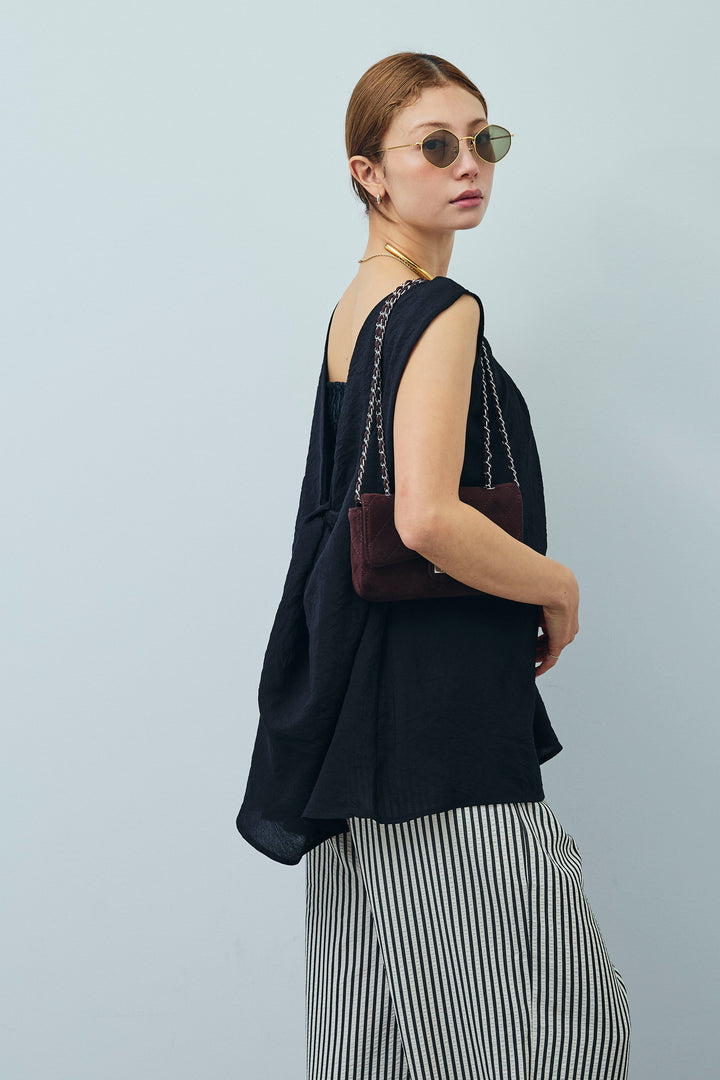 [予約/SET]シアーバックツイストノースリトップス+コード刺繍ベロアキャミ(2set)