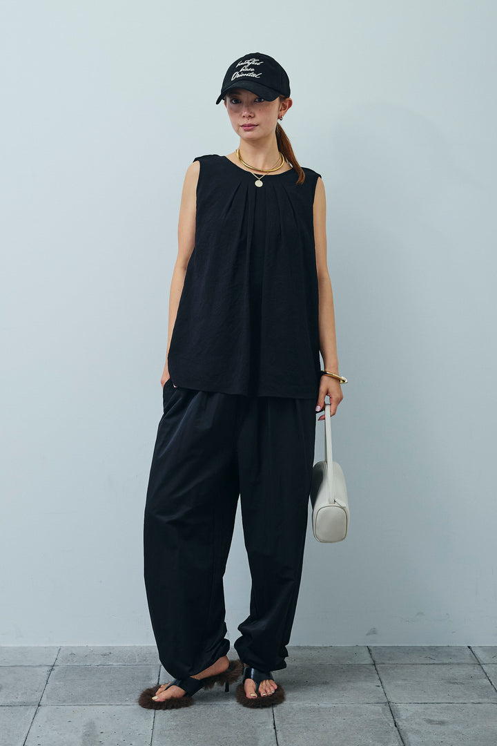 [予約/SET]シアーバックツイストノースリトップス+コード刺繍ベロアキャミ(2set)