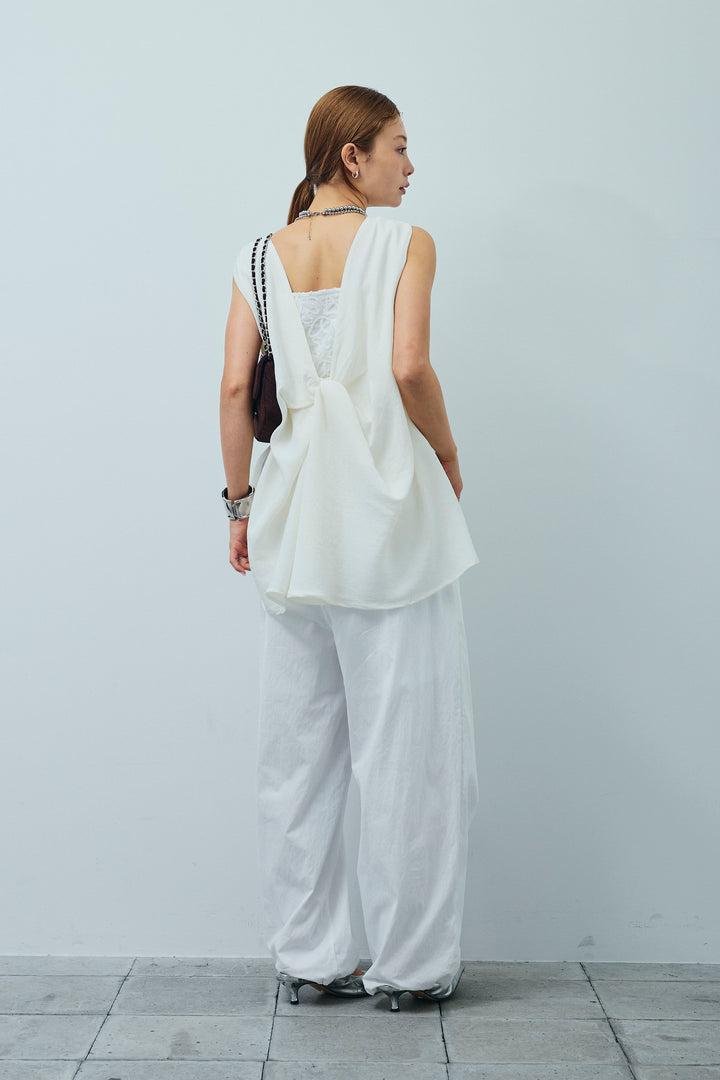 [予約/SET]シアーバックツイストノースリトップス+コード刺繍ベロアキャミ(2set)