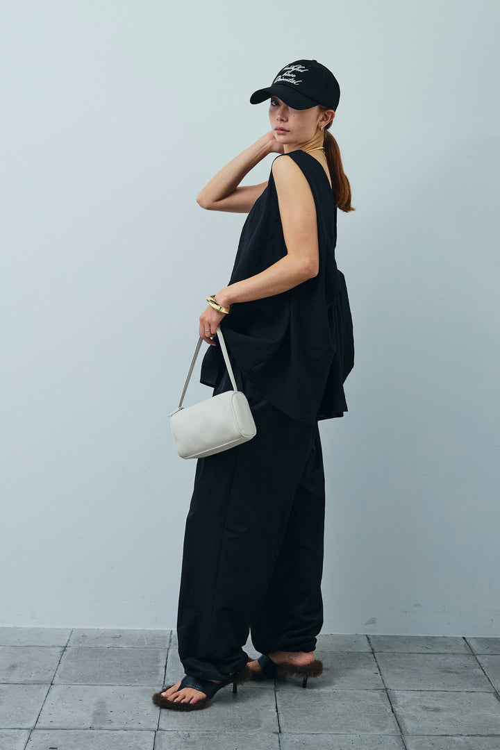 [予約/SET]シアーバックツイストノースリトップス+裾ドロストナイロンパンツ(2set)