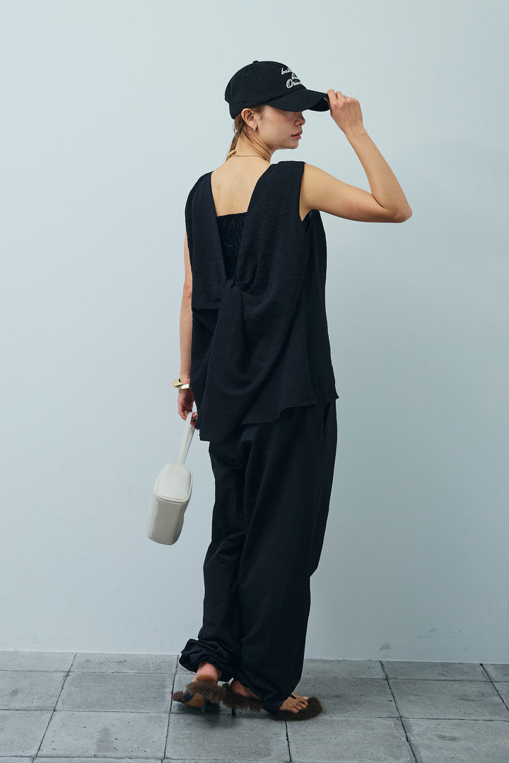 [予約/SET]シアーバックツイストノースリトップス+裾ドロストナイロンパンツ(2set)