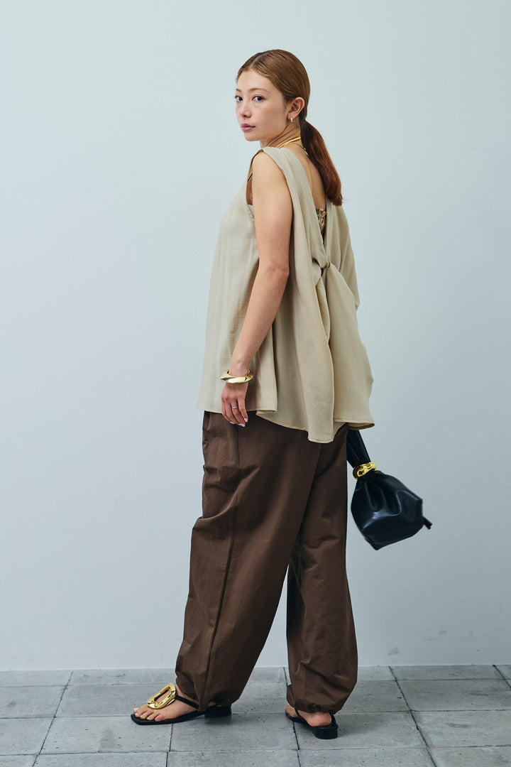 [予約/SET]シアーバックツイストノースリトップス+コード刺繍ベロアキャミ(2set)