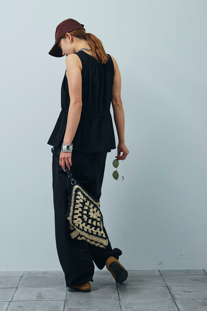 [予約/SET]ドロストギャザーキャミ+裾ドロストナイロンパンツ(2set)