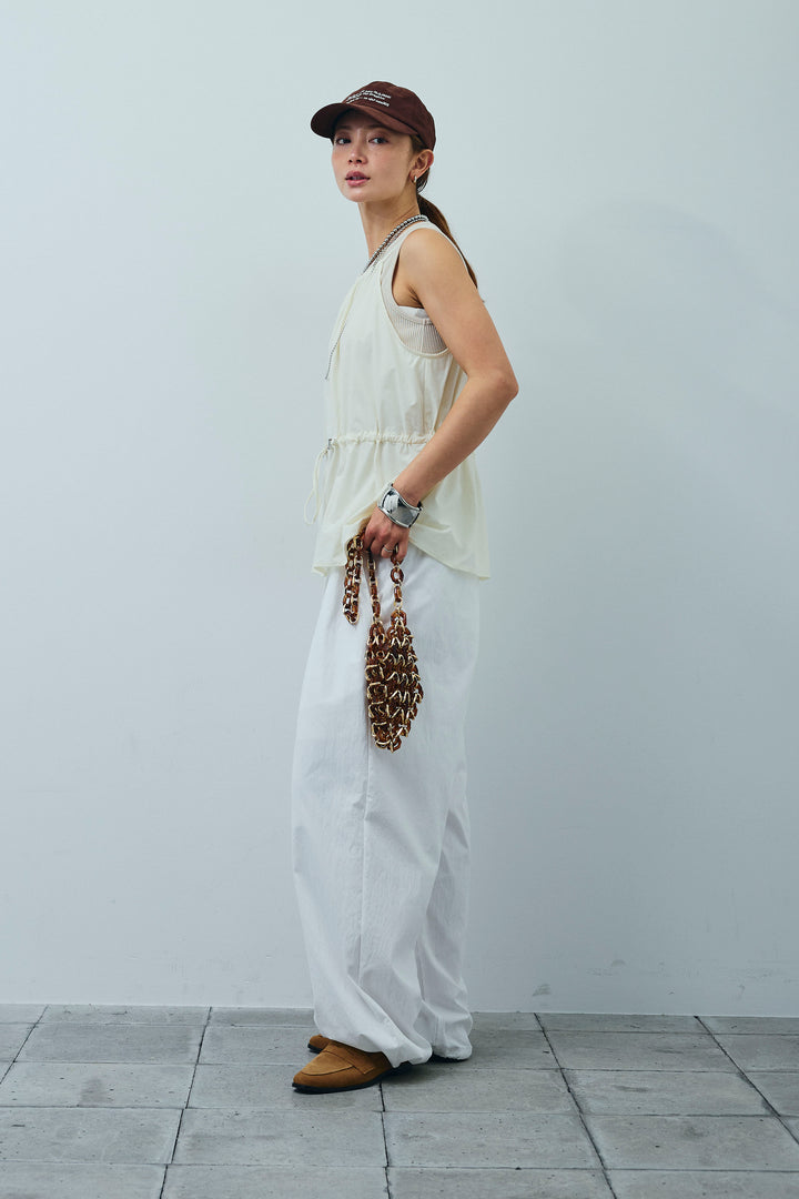 [予約/SET]ドロストギャザーキャミ+裾ドロストナイロンパンツ(2set)