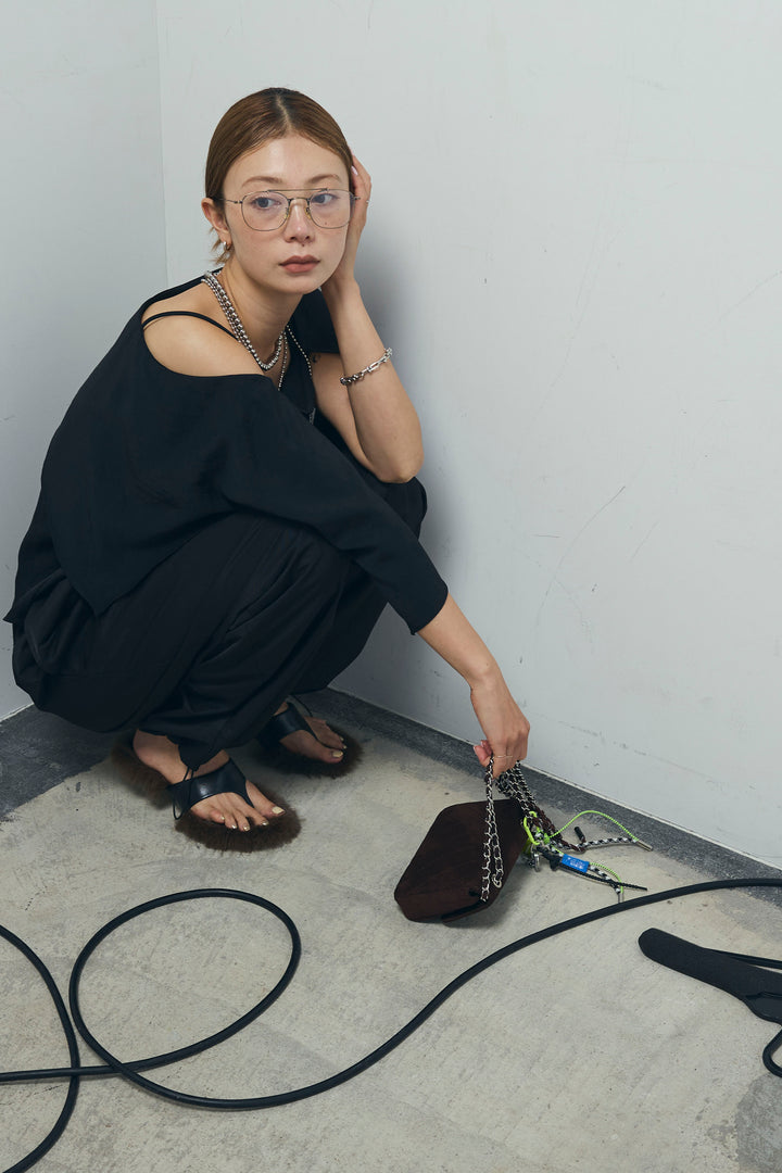 [予約/SET]アシメブラウス+裾ドロストナイロンパンツ(2set)