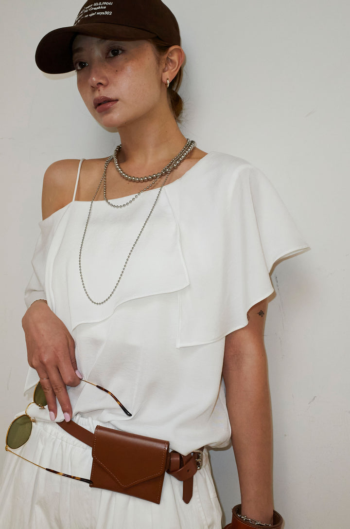 [予約/SET]アシメブラウス+裾ドロストナイロンパンツ(2set)