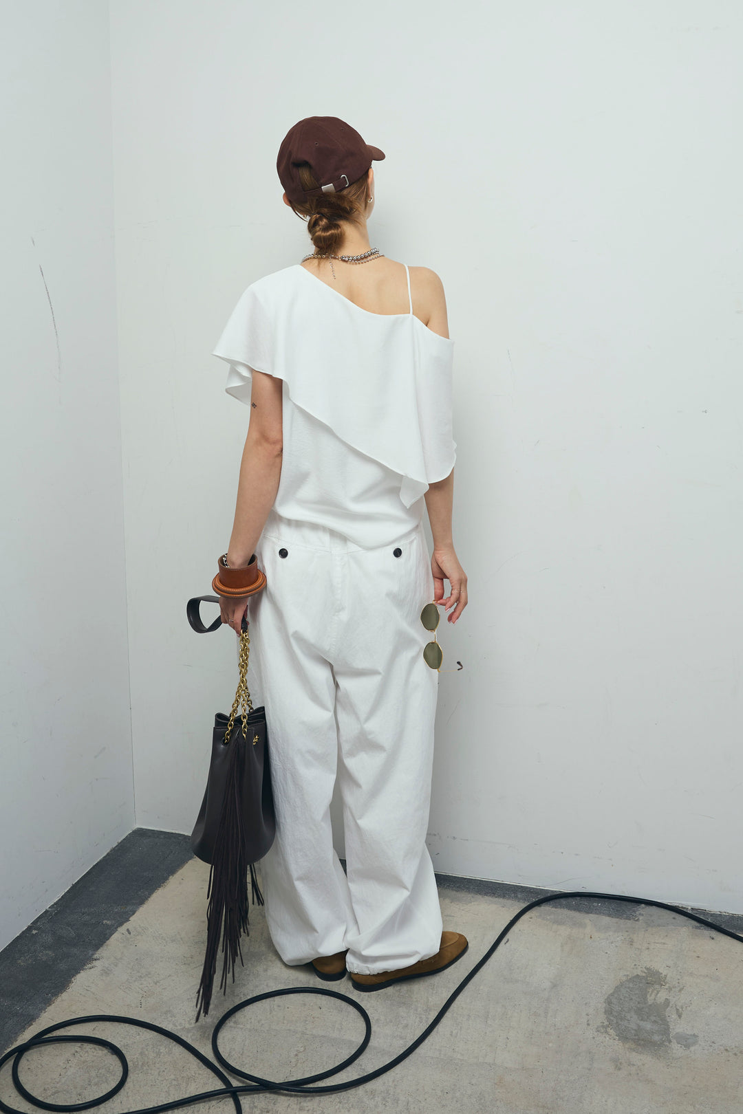 [予約/SET]アシメブラウス+裾ドロストナイロンパンツ(2set)