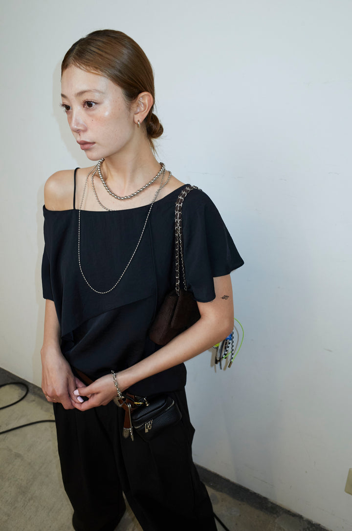 [予約/SET]アシメブラウス+裾ドロストナイロンパンツ(2set)