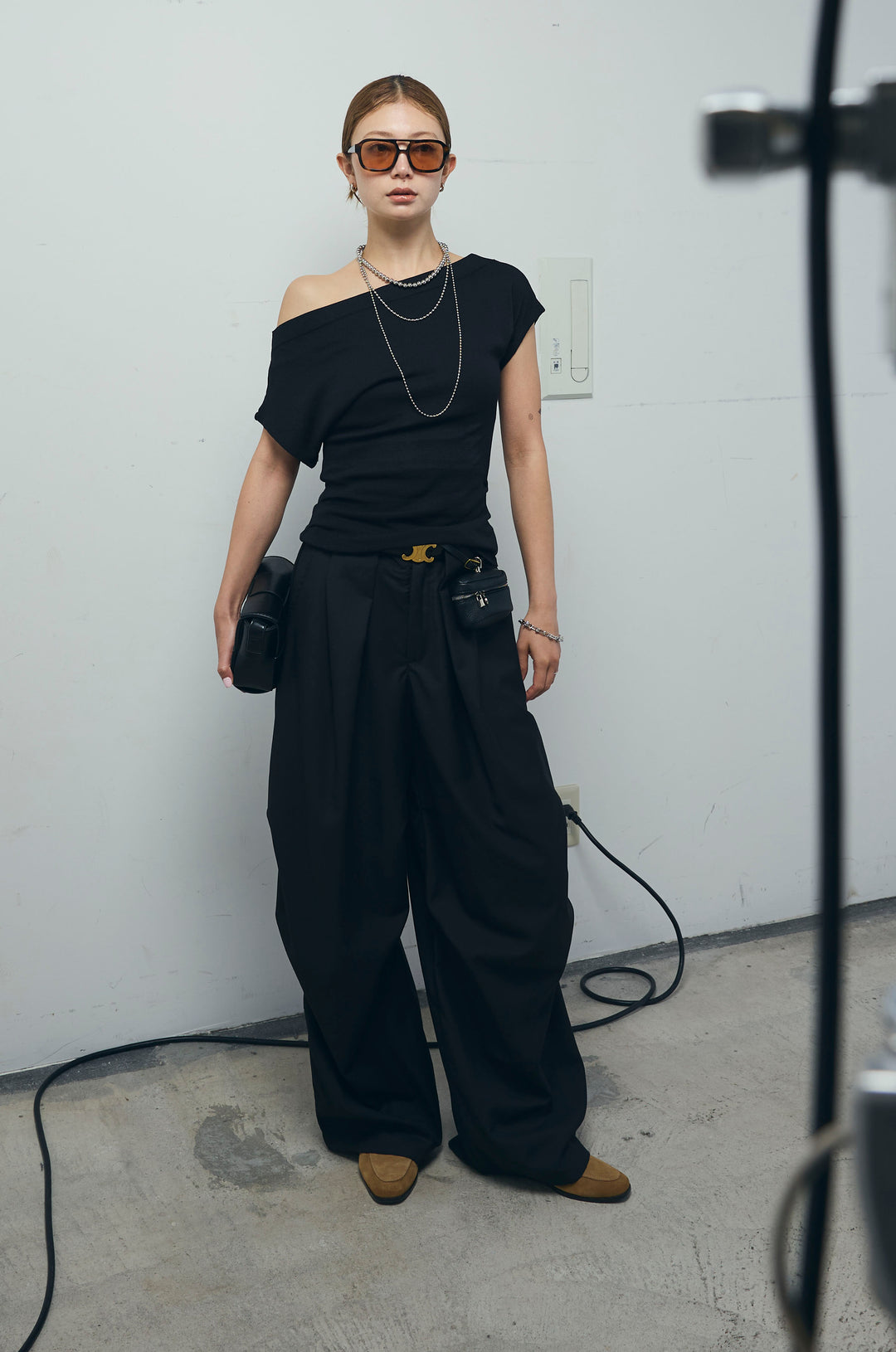 [予約/SET]アシメギャザーオフショルPO+デザインタックパンツ(2set)