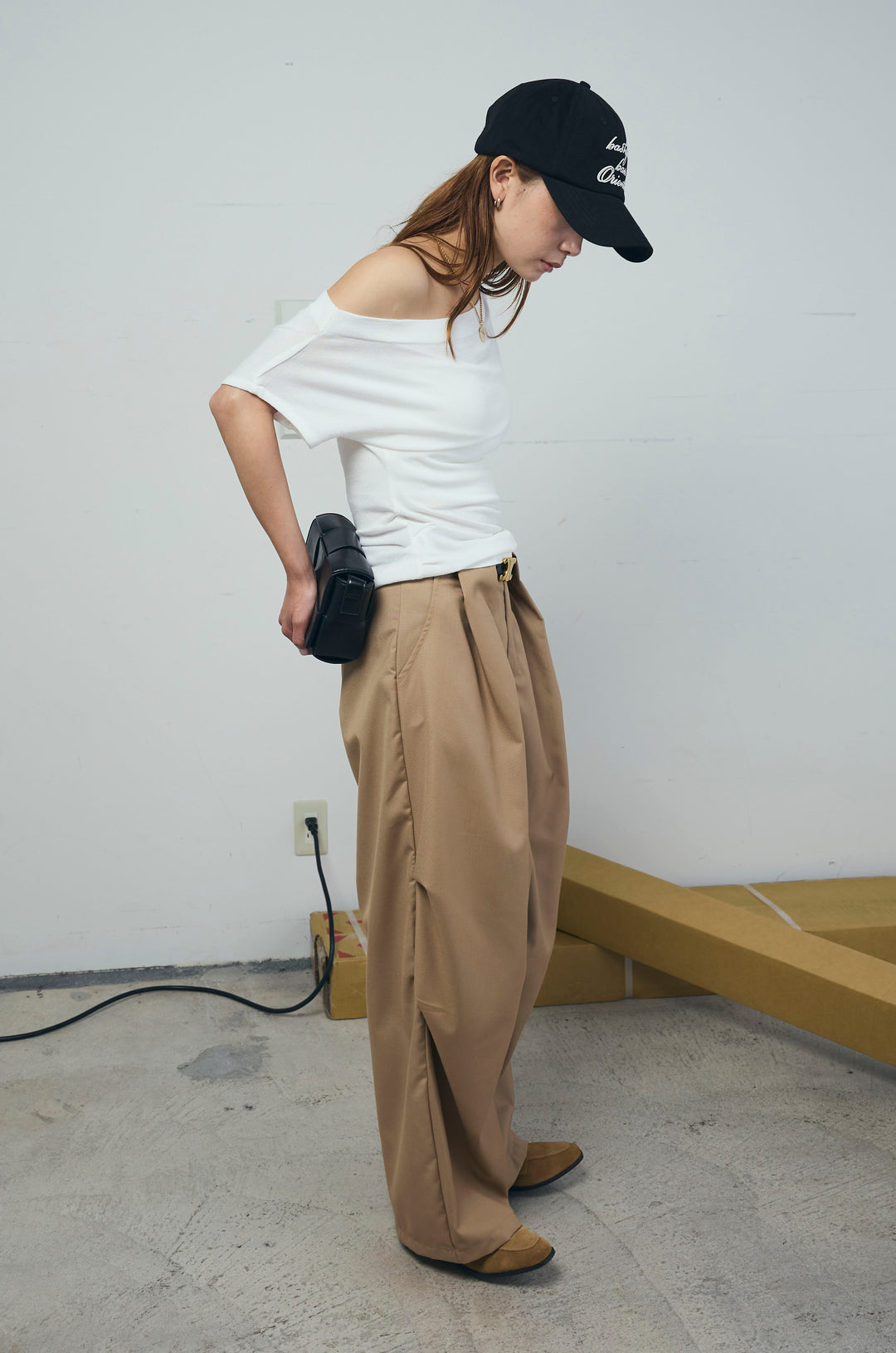 [予約/SET]アシメギャザーオフショルPO+デザインタックパンツ(2set)