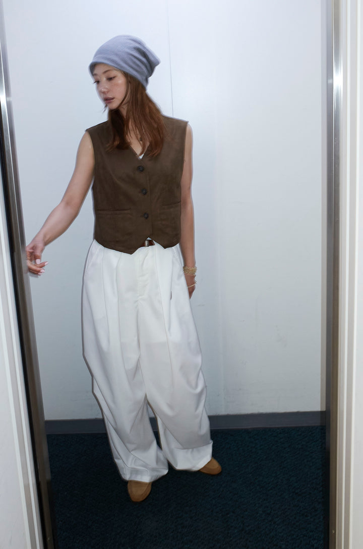 [予約/SET]フェイクスエードベスト+デザインタックパンツ(2set)