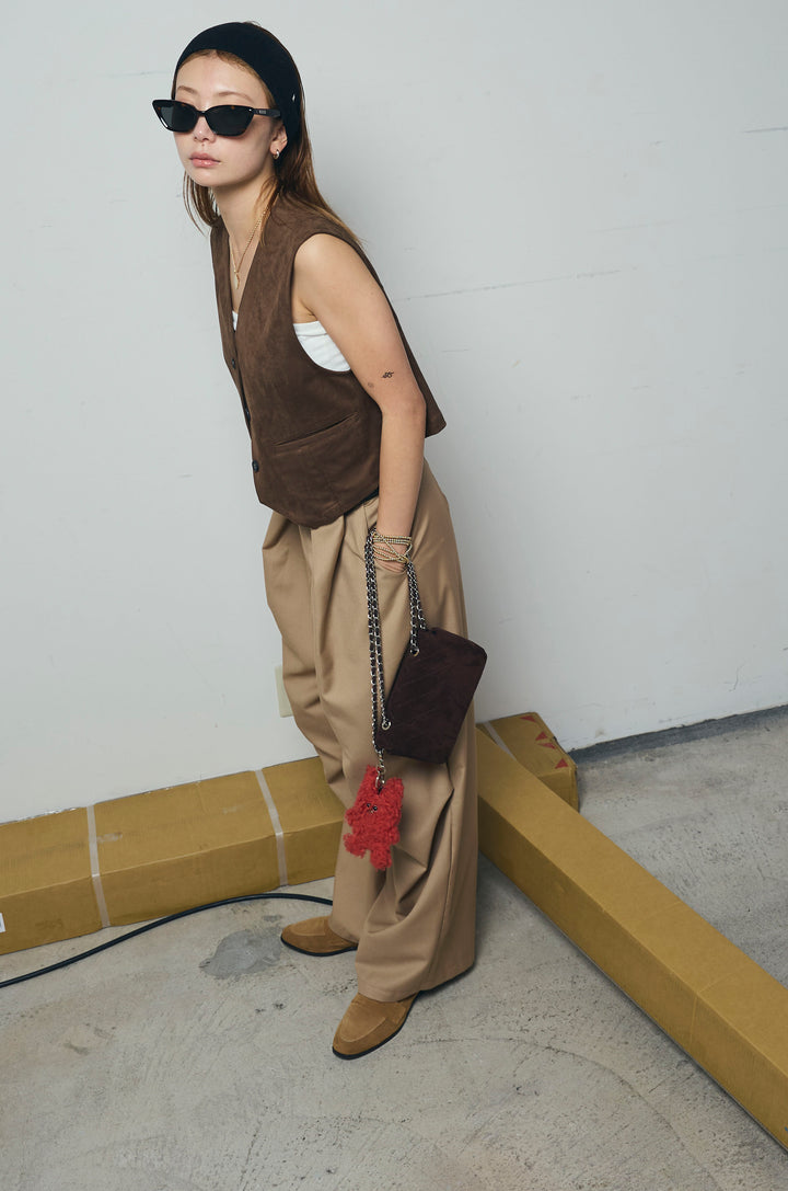 [予約/SET]フェイクスエードベスト+デザインタックパンツ(2set)