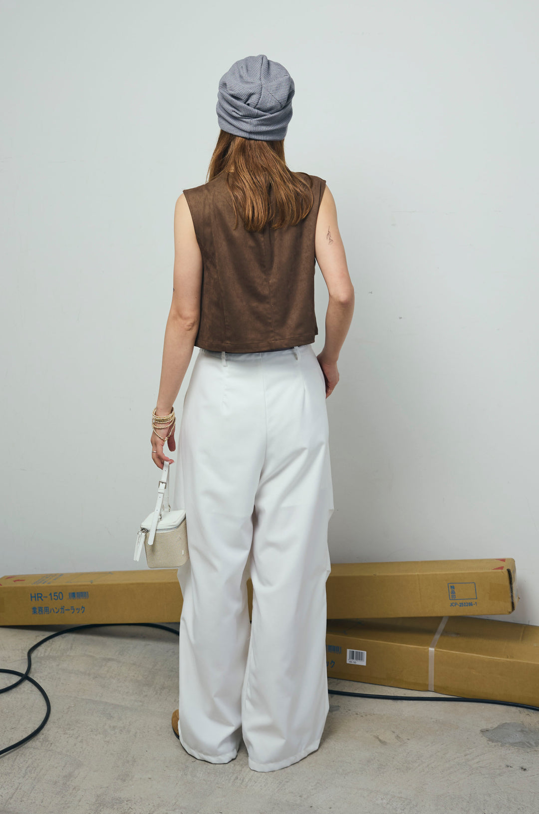 [予約/SET]フェイクスエードベスト+デザインタックパンツ(2set)