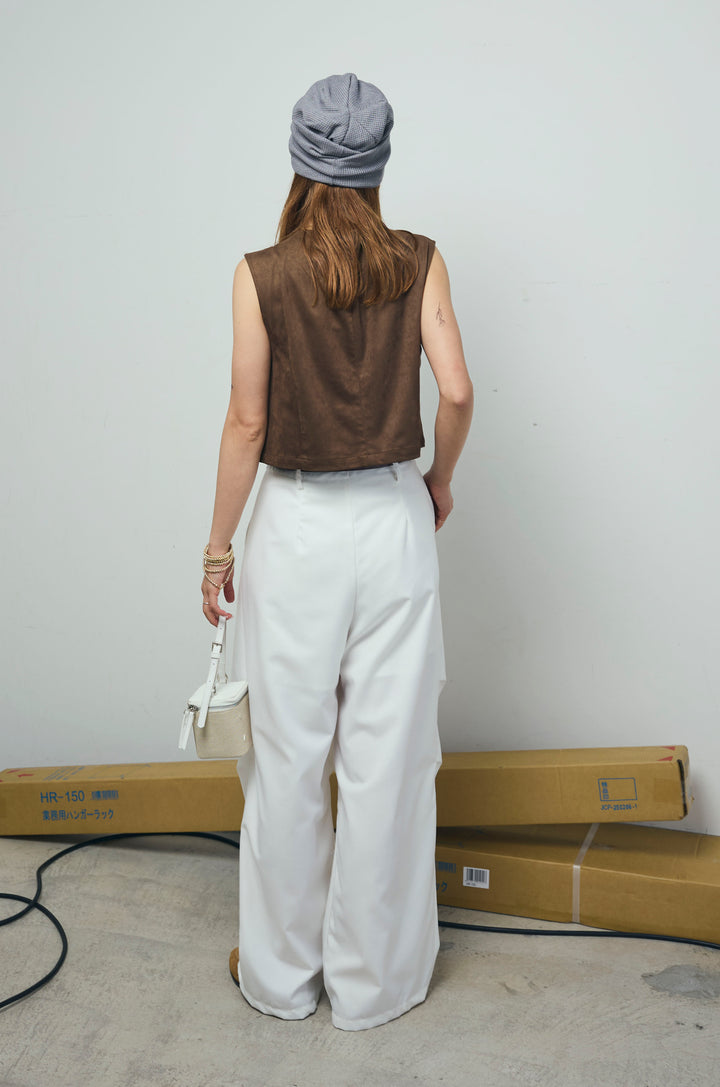 [予約/SET]フェイクスエードベスト+デザインタックパンツ(2set)