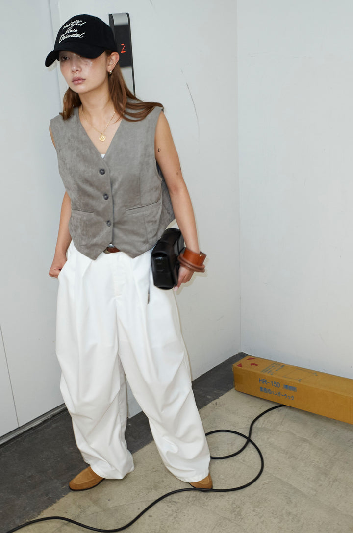 [予約/SET]フェイクスエードベスト+デザインタックパンツ(2set)