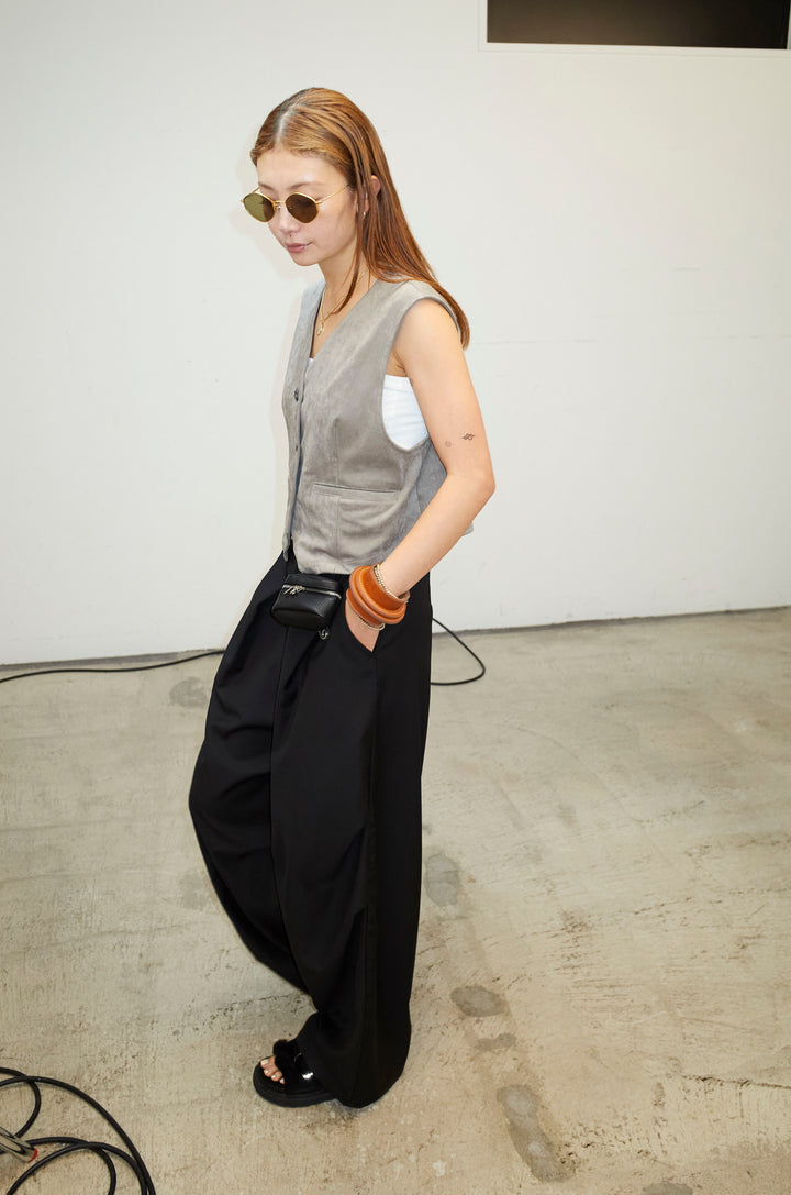 [予約/SET]フェイクスエードベスト+デザインタックパンツ(2set)