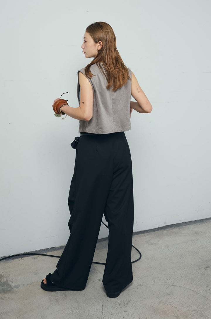 [予約/SET]フェイクスエードベスト+デザインタックパンツ(2set)