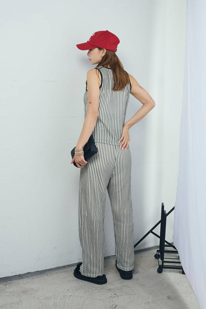 ストライプレースタンクトップ+ストライプレースイージーPT(2set)