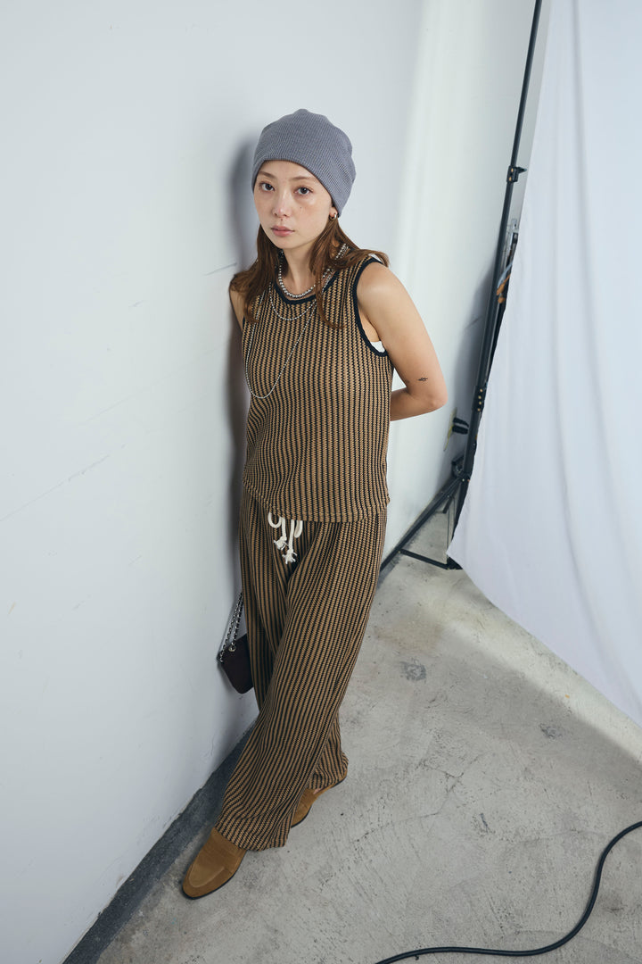 ストライプレースタンクトップ+ストライプレースイージーPT(2set)