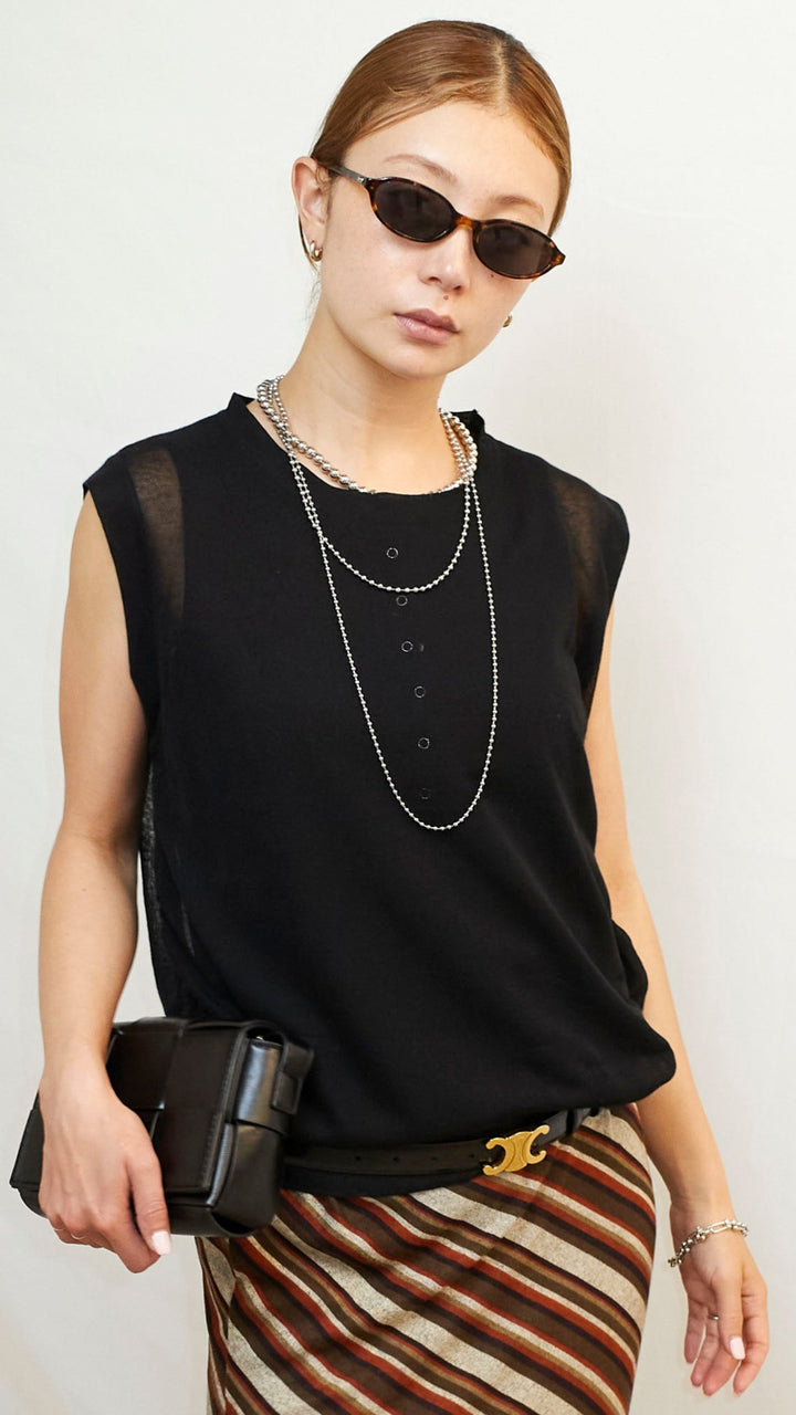 [予約]リネン混ギャザーシアーニット