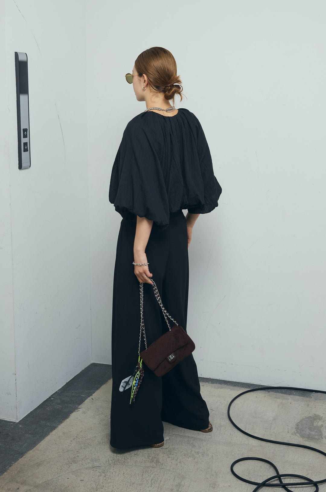 [予約/SET]ガーゼバルーンショートブルゾン+太ベルト付きワイドパンツ(2set)