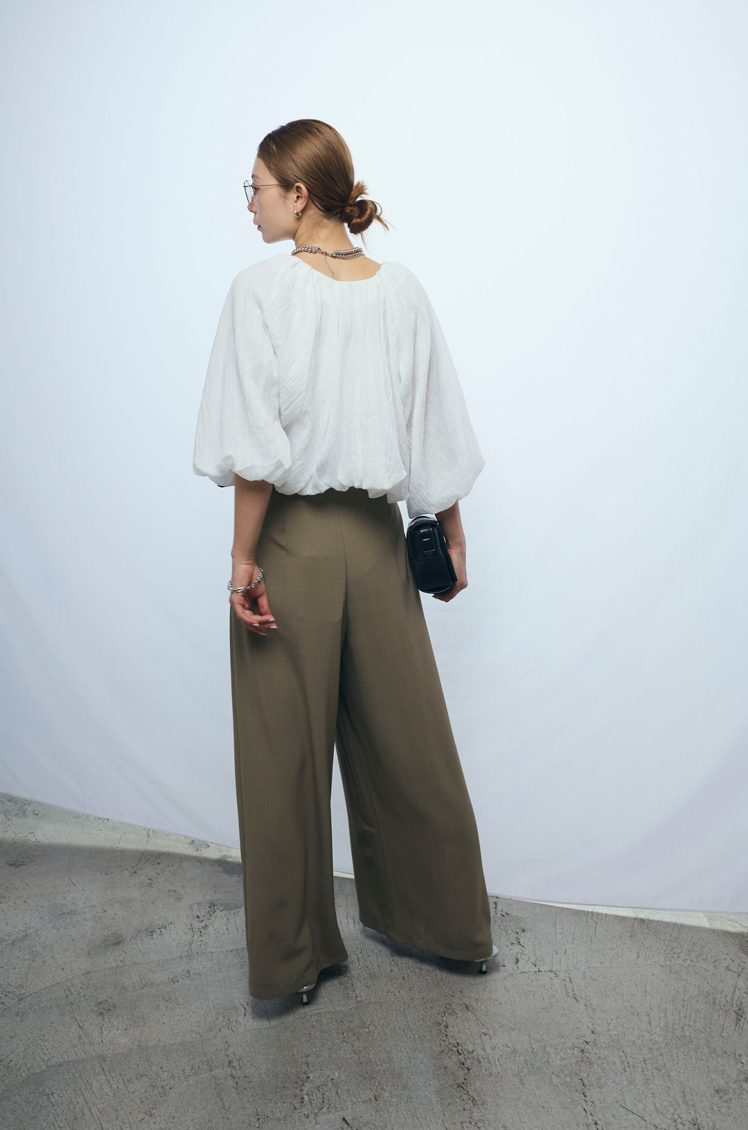 [予約/SET]ガーゼバルーンショートブルゾン+太ベルト付きワイドパンツ(2set)