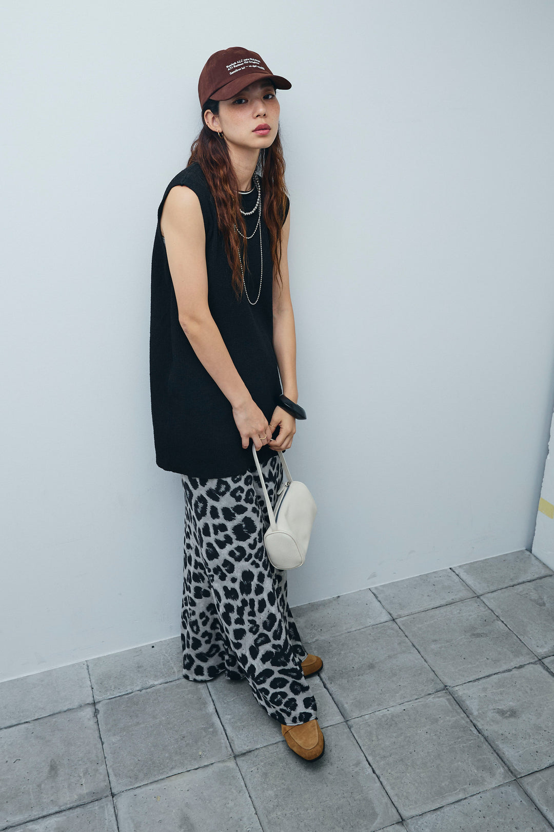 [予約/SET]ミニループバックスリットニット+レオパードナロースカート(2set)